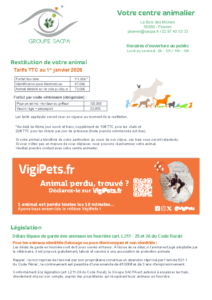 Tarifs 2026 – fourrière animale