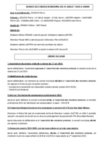 Conseil Municipal du 15 juillet 2019