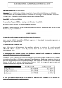 Conseil Municipal du 21 mars 2022