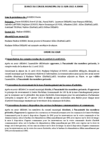 Conseil Municipal du 13 juin 2022