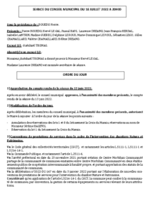 Conseil Municipal du 18 juillet 2022