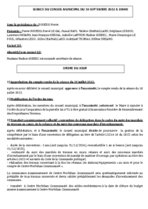 Conseil Municipal du 19 septembre 2022