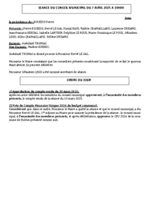 Conseil Municipal du 07 avril 2025